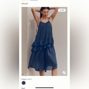 Celadine for Anthropologie UK Navy Ruffled Sleeveless Romper